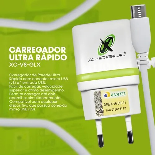 CARREGADOR CELULAR XC-V8-GLX